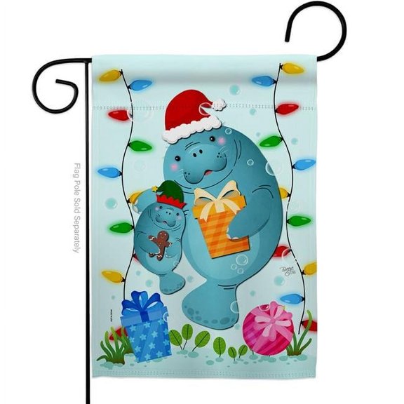Breeze Decor G157075-BO Manatees Christmas Animals Sea Creature 13 x 18.5 in. Double-Sided Decorative Vertical Garden Flags for House Decoration Banner Yard Gift