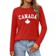 thumbnail image 1 of MHFRRA Camiseta de Manga Larga para Mujer con La Bandera del Día de Canadá y La Hoja de Arce Canadiense. Rojo, 1 of 3