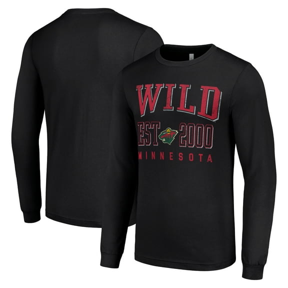 Men's Starter Black Minnesota Wild  Logo Graphic Long Sleeve T-Shirt