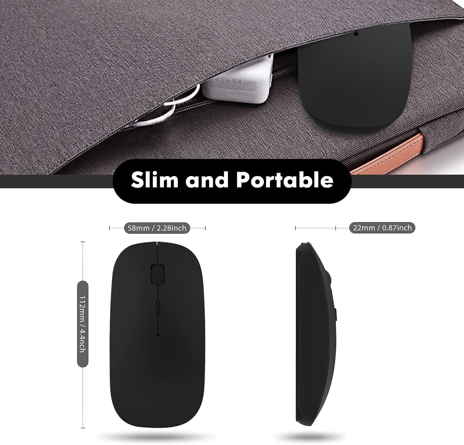 Bluetooth Mouse,Rechargeable Wireless Mouse for MacBook Pro/MacBook Air/Laptop/PC/Mac/iPad pro/Computer,Bluetooth 5.2 + 3.0 +2.4G USB Receiver