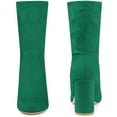 thumbnail image 4 of BLISSFUL STEP Women's Boots Faux Suede Rounded Toe Block Heel Foldable Ankle Boots Emerald Green 8.5, 4 of 8