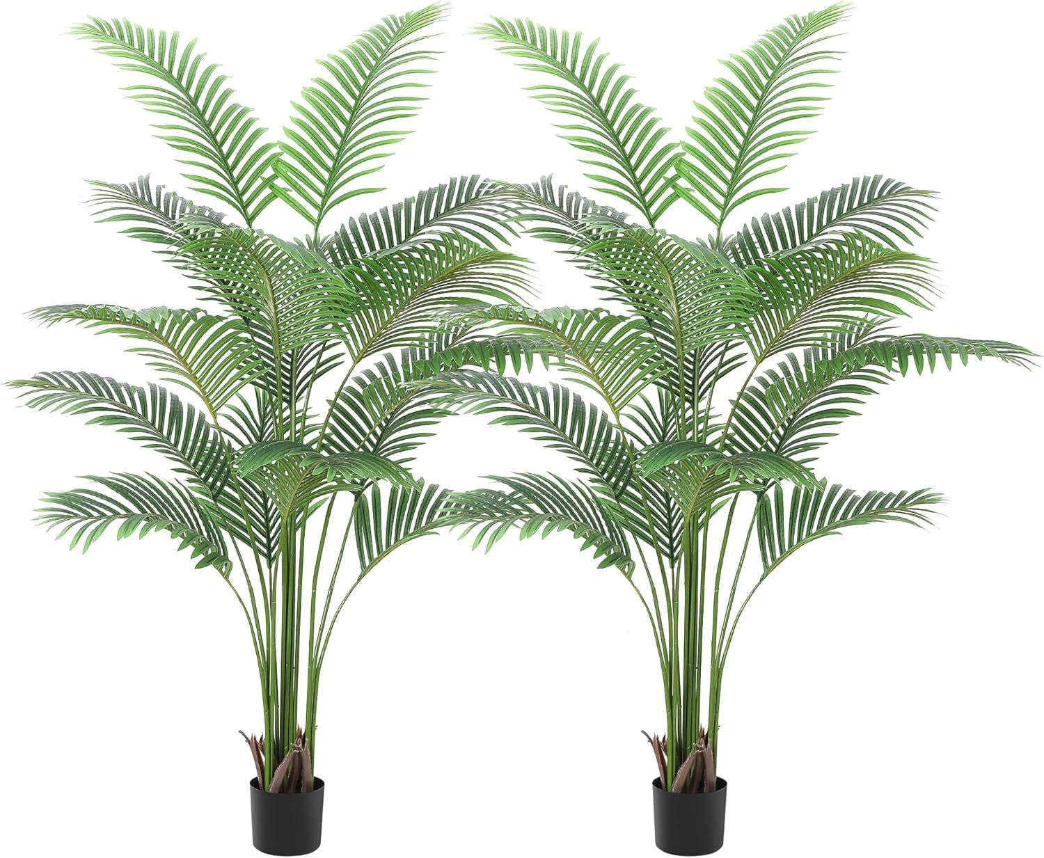 6 Ft Large Artificial Plants, 2PCS Fake Palm Tree, Fake Faux Tropical Palm Silk Plant with 15 Trunks Paradise Palm Floor House Plant in Pot Indoor Home Office Garden Decoration