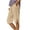 Khaki, variant on Womens Shorts Print Straight with Pockets Side Slit Button Knee Length Summer Pants