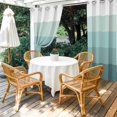 thumbnail image 3 of Outdoor Curtains for Patio Waterproof Ombre Teal Stripes Indoor/Outdoor Curtain Tiebacks Gradient Color Privacy Curtain Sun Block Grommet Drapes for Pergolas Gazebo Porch Balcony 2 Panel 54x84 Inch, 3 of 9
