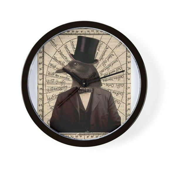CafePress - Victorian Steampunk Crow Man Altered Art Wall Cloc - 10" Quartz Analog Battery-Powered Modern Wall Clock, Unique