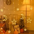 thumbnail image 1 of Fiudx Lámpara de Cortina de Estrellas, Diseño de Luz Led Multicolor, Luz Blanca Cálida, Decoración Solar para Exteriores E Interiores, Perfecta para Fiestas, Bodas, Navidad, 350 Cm de Largo., 1 of 7