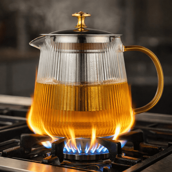 TSBIFV 25 oz Glass Teapot with Infuser, Stovetop Safe Tea Kettle, Heat Resistant Borosilicate Glass, Works on Open Flame & Electric Ceramic Stove, Loose Leaf Tea Maker.