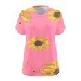 thumbnail image 4 of Summer Plus Size Tops For Women Causal Sunflower Loose Short Sleeve V-Neck Pullover Blouse T-Shirt Oversized Women Shirts Under $8 Pink XL, 4 of 4