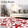 thumbnail image 2 of ODIKA 5'x7' Machine Washable Non-Slip Area Rug, Modern Abstract Holiday Stars and Stripes Interlocking High Traffic Rug, Red, 644586, 2 of 7
