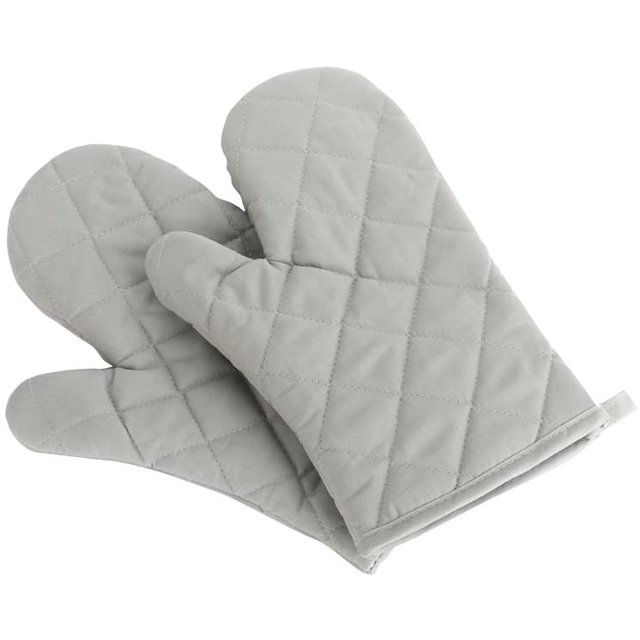 Oven Mitts, Premium Heat Resistant Kitchen Gloves Cotton & Polyester Quilted Oversized Mittens, New Gray