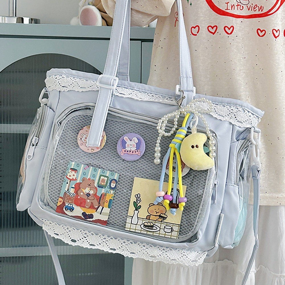 Slccxzc Japanese Style Lace Ita Bag Clear Display Anime Tote Shoulder Crossbody Handbag