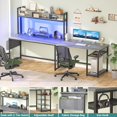 thumbnail image 3 of Aheaplus L Shaped Gaming Desk, 59" Reversible Gaming Desk with Power Outlet & Led Lights, L Shaped Computer Desk with Storage Shelves & Monitor Stand, Home Office Desk L Shaped Corner Desk, White Oak, 3 of 8