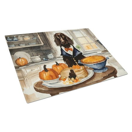 

Boykin Spaniel Fall Kitchen Pumpkins Glass Cutting Board Large 12 in x 15 in