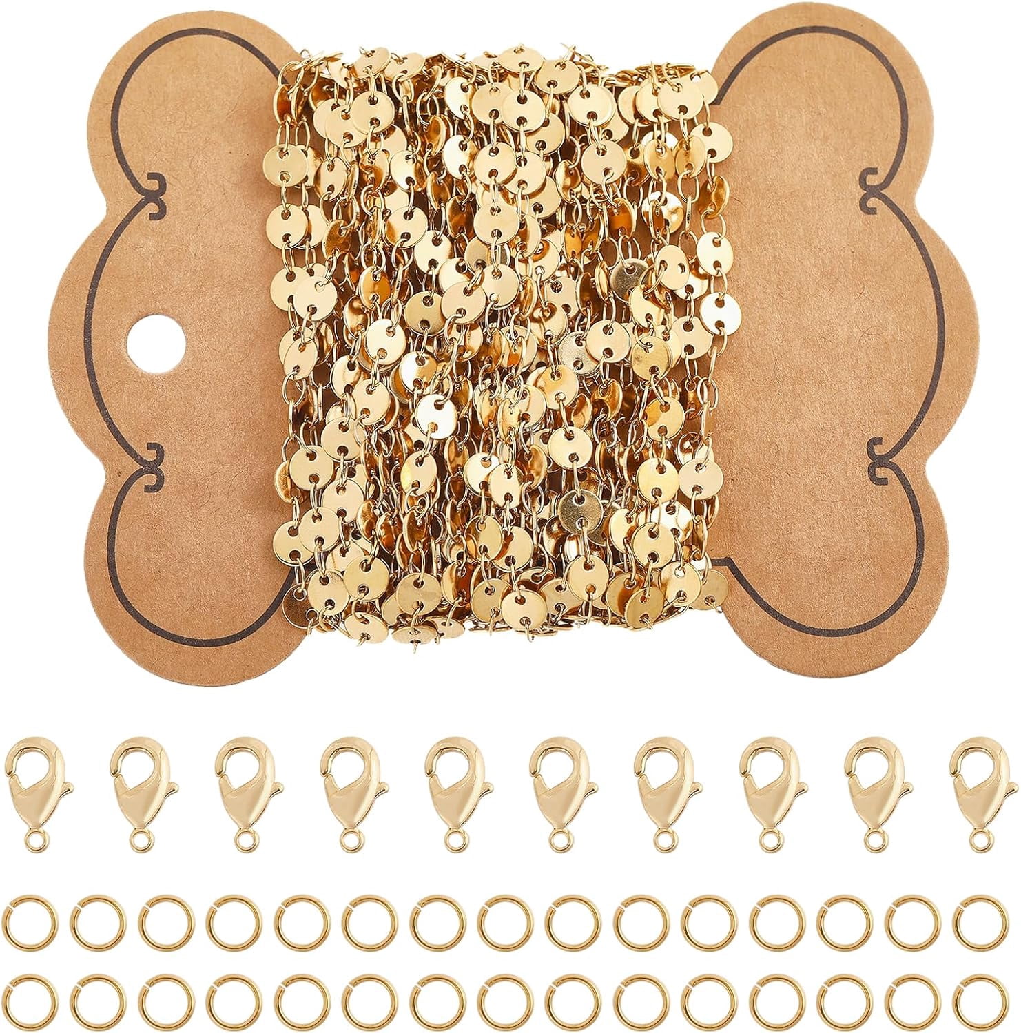 1set Necklace Kits Including 304 Stainless Steel Link Chains Brass Lobster Claw Clasp & Open Jump Rings Golden 5x0.5mm 5m