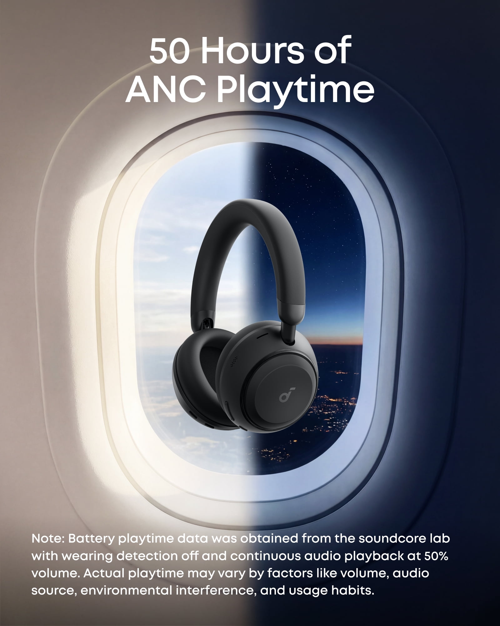 soundcore Space 2 by Anker, Active Noise Cancelling Headphones,Comfortable Fit, 50H Playtime, LDAC Hi-Res Wireless Audio, Dual Connection, Clear Calls, Bluetooth 6.1, Nap Mode, Wearing Detection