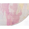 thumbnail image 5 of Unique Loom Estrella Collection Light Colors, Abstract, Modern, Vibrant Area Rug, 6 0 x 6 0 Round, Pink/Ivory, 5 of 5