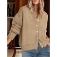 thumbnail image 4 of Gynyvoja Long Sleeve Crewneck Button Down Womens Sweaters Spring Open Front Chunky Cardigan for Women Khaki XL, 4 of 9