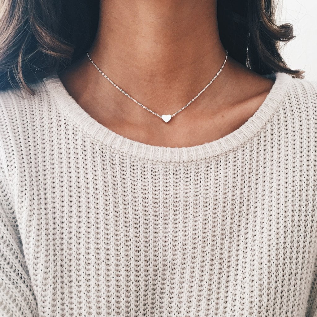 Cute Love Heart Pendant Necklace Simple Collar Choker Chain Women Charm Gift New 