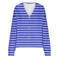 thumbnail image 5 of Hvyesh Womens Striped Cardigan Casual V Neck Long Sleeve Knitting Coat Open Front Button Down Fall Sweaters, 5 of 6