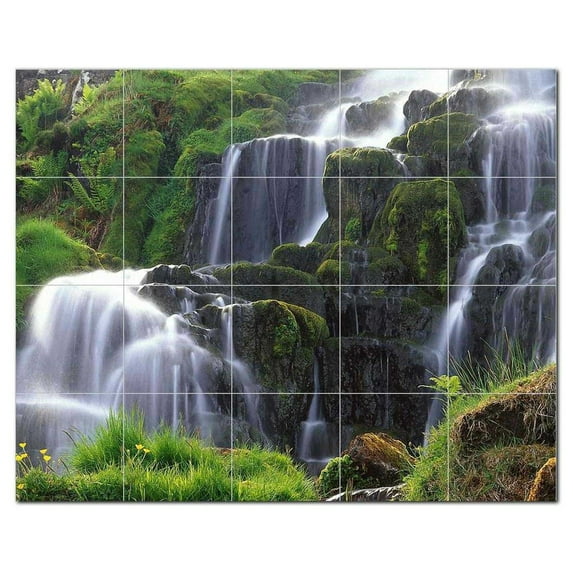 Waterfall Picture Ceramic Tile Mural Kitchen Backsplash Bathroom Shower, 406195