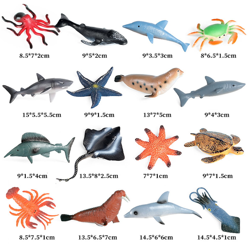 16pcs Gift Kids Toy Simulation Sea Life Collection Bath Shark Whale Animal  Model | Walmart Canada