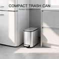 thumbnail image 2 of Stainless Steel 5L Step Trash Can, Compact Vertical Garbage Bin with Removable Inner Bucket,Fingerprint Resistant， for Bathroom, Bedroom, Kitchen & Office, 2 of 8