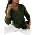 thumbnail image 3 of Innerwin Chandail d'Hiver Chaud pour Femmes, Chandail Chic à Manches Longues, Vert Armée P, 3 of 8