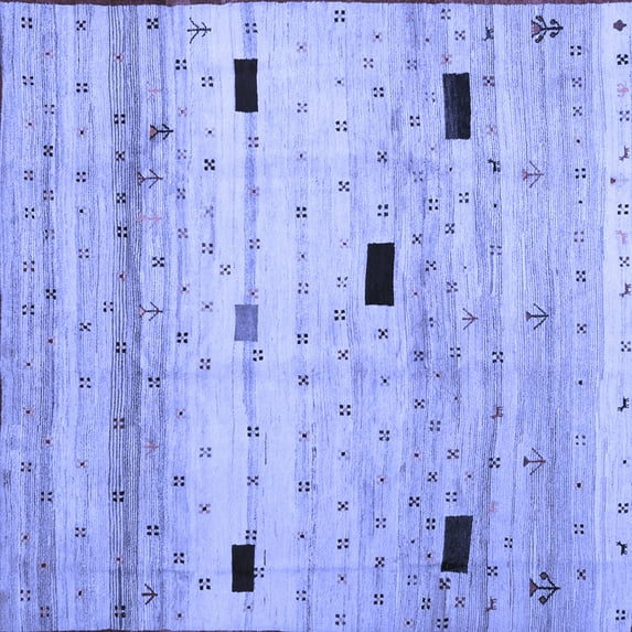 Ahgly Company Indoor Square Abstract Blue Contemporary Area Rugs, 8' Square