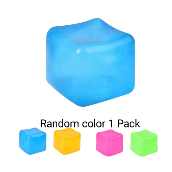 Ice Cube Slow Rising Sensory Fidget Stress Ball Pack, Pink Blue Purple Green (Random color 1 Pack)