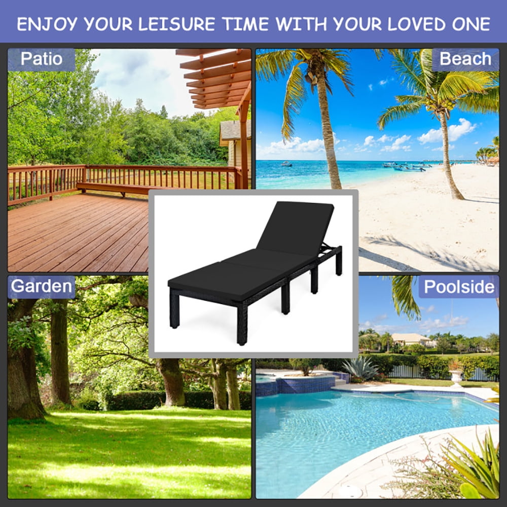 Aimee Lii Patio Rattan Height Adjustable Lounge Chair with 2 Set of Cushion Cover, Patio Loungers, Black & Turquoise Aimee Lii Patio Rattan Height Adjustable Lounge Chair with 2 Set of Cushion Cover, Patio Loungers, Black & Turquoise