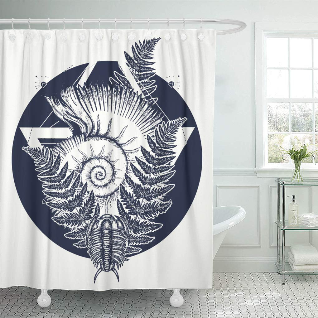 Ancient Trilobites in Stone 70" Bathroom Shower Curtain Waterproof Fabric & Hook 