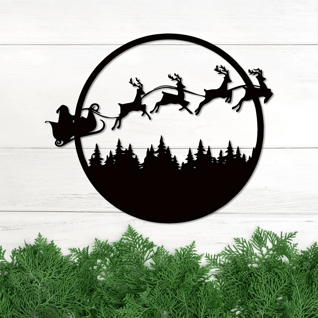 Halloween Christmas Double Sided 24 Inch Metal Wall Sign Reversible Seasonal Hanging Decor