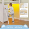 thumbnail image 6 of Low Loft Bed Twin Size with Upholsterd Headboard and 8 Storage Drawers, Metal Loft Twin Bed Frame with LED Lights, Under-Bed Play Area, Play Curtain, Safety Guardrail and Ladder, White, 6 of 10
