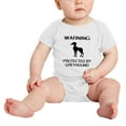 thumbnail image 2 of Warning: Protected by A Greyhound Dog Funny Baby Rompers Romper Bodysuit (White,18-24 Months), 2 of 5