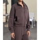thumbnail image 4 of Chaqueta Deportiva de Larga con Solapa y Cremallera para Mujer, Ideal para Otoño e Invierno Chaqueta Holgada para Yoga Al Aire Libre Marrón XXL, 4 of 7
