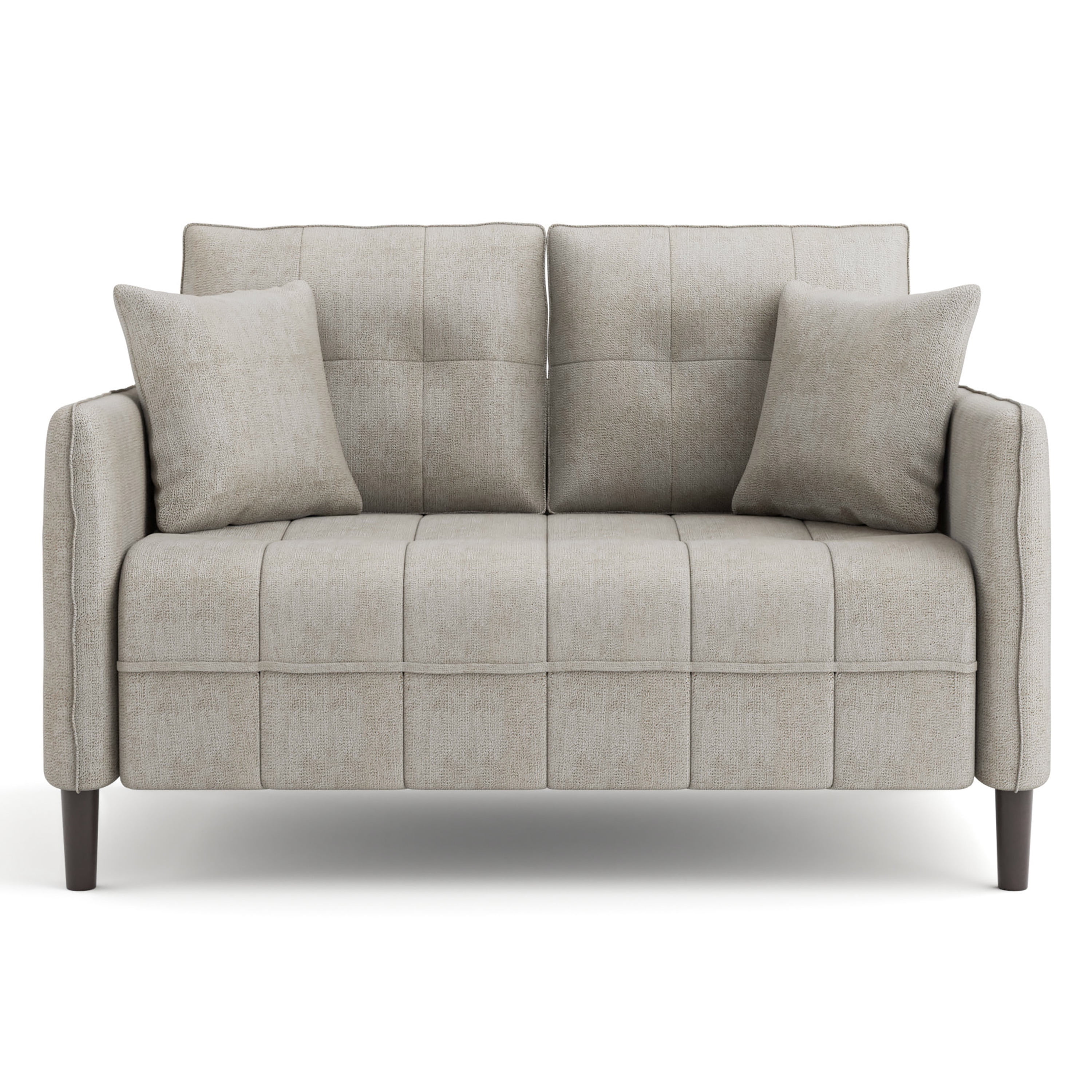 Furniture of America Mjuk Chenille Tufted Loveseat, Light Gray