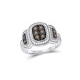 thumbnail image 1 of 10kt White Gold Womens Round Brown Diamond Cluster Ring 1/3 Cttw, 1 of 1