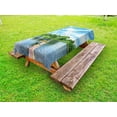 thumbnail image 1 of Landscape Outdoor Tablecloth, Photo Taken from a Wooden Dock towards the Sea and Forest Sky Calm Lake Print, Decorative Washable Fabric Picnic Tablecloth, 58 X 104 Inches, Multicolor, by Ambesonne, 1 of 2