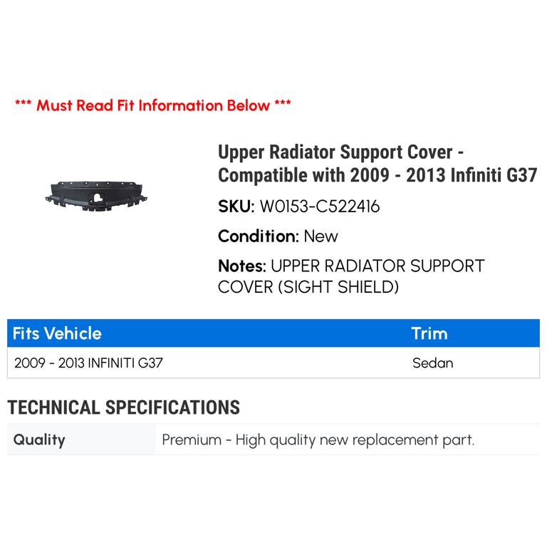 G37 Radiator Thing 2009 Infiniti G37 Motor Upper Radiator Support Cover For Infiniti G37 ...