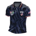 thumbnail image 3 of Soccer Jersey Polo Shirt for Men USA Short Sleeve Men's America Independence Day Fashion Flag Star Print Large Sized Button Down Shirt Casual Shirts L, 3 of 3