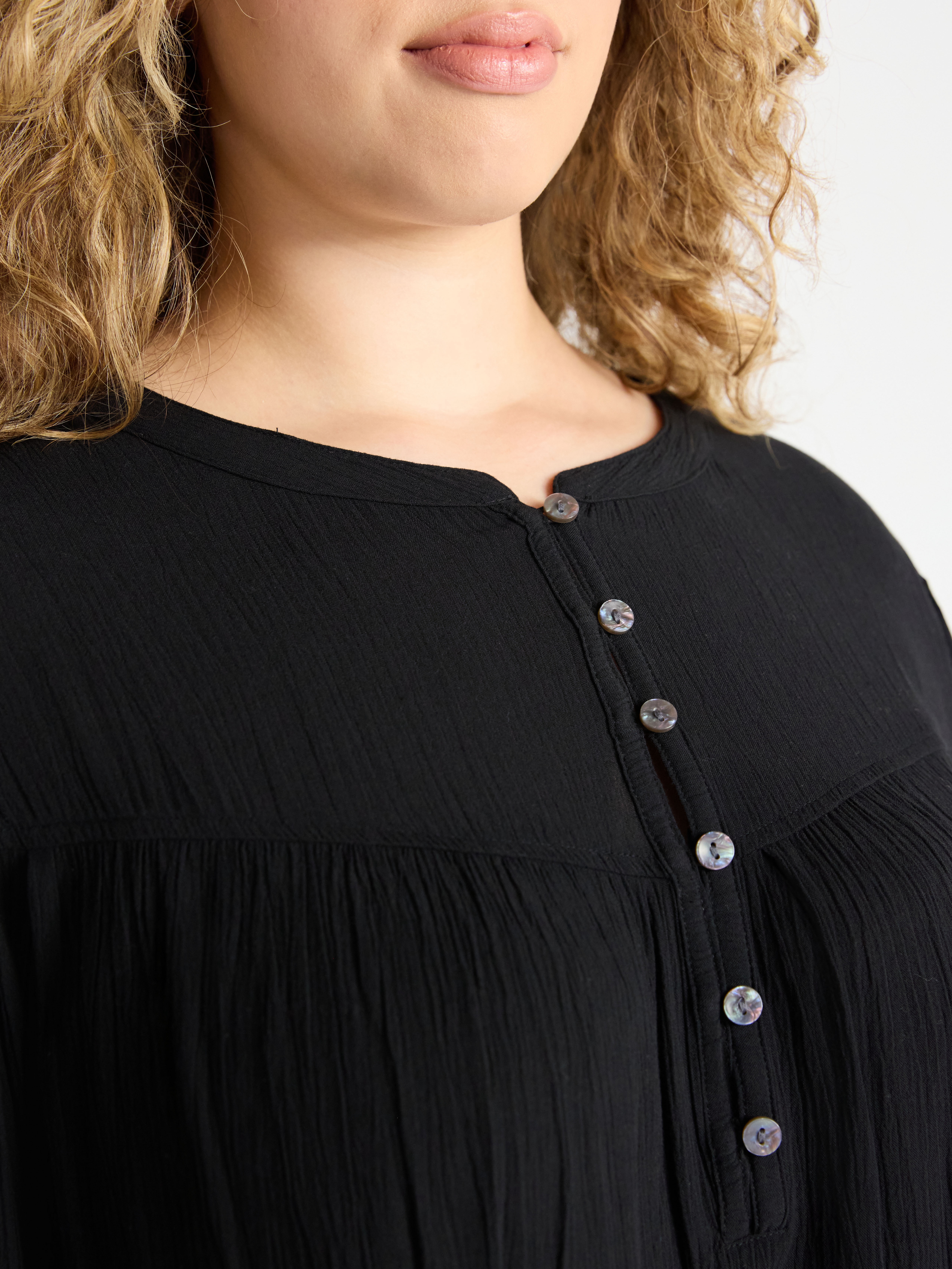 Terra & Sky Women’s Plus Peasant Blouse with Long Sleeves, Sizes 0X-5X