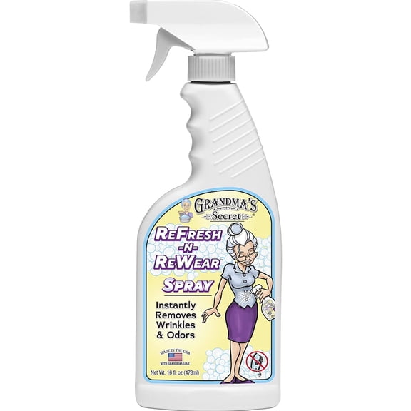 Grandmaās Secret Refresh N ReWear Fabric Freshener Wrinkle Release Spray for Clothing 16oz