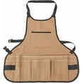 thumbnail image 6 of Brown Garden Work Tool Apron with Pockets Heavy Duty Waterproof Adjustable Buckle Back Straps Canvas Chef Work Aprons for Cooking Kitchen Gardening Lawn Men Women, 6 of 6