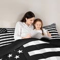 thumbnail image 5 of Homewish Fashion American Flag Full Size Comforter Sets, Black Grey Stripes Bedding Comforter Set, Modern Abstract Ombre Reversible Bedding Sets, Luxury Bedroom Decor, 3pcs, 5 of 8