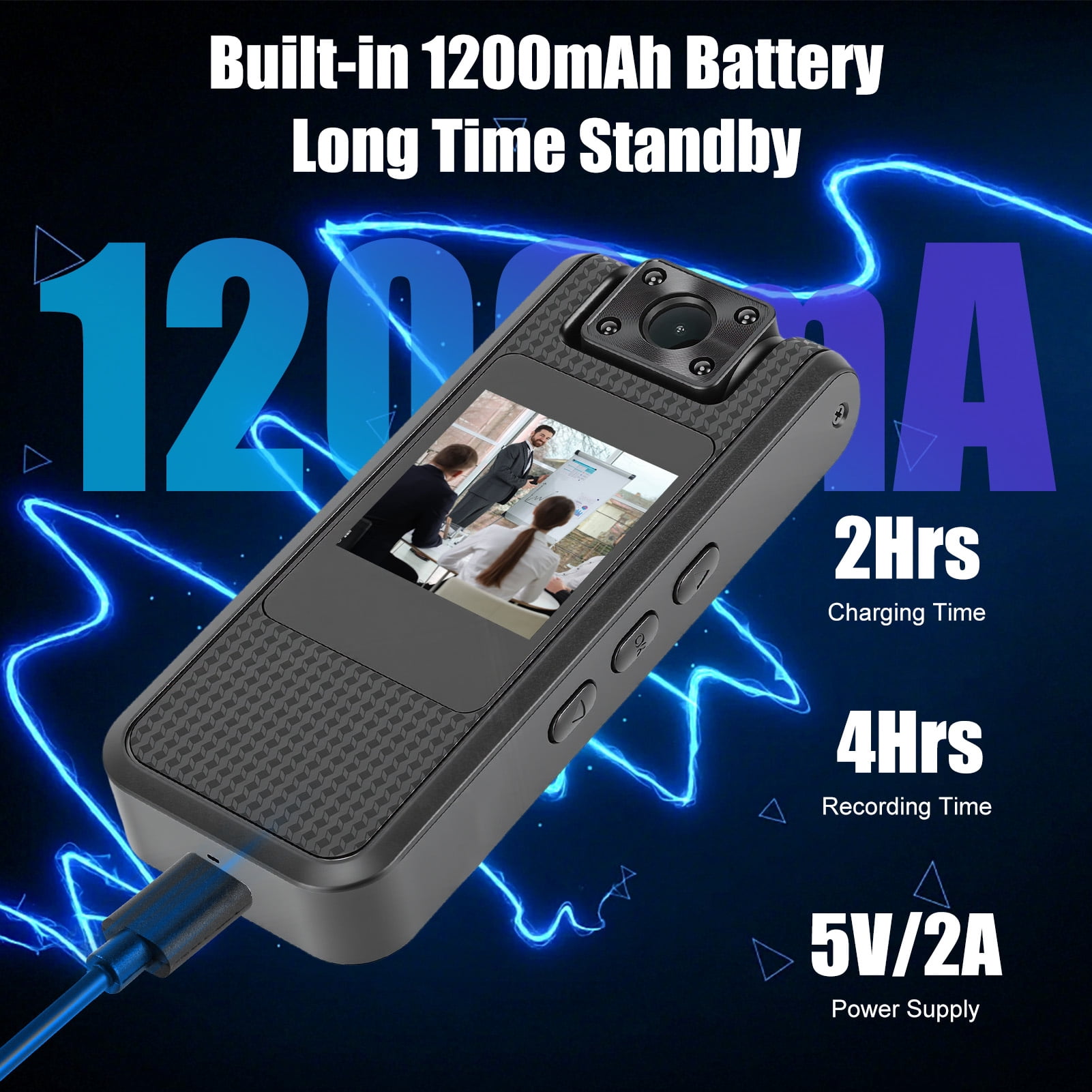 4K Body Camera with Audio & Video Recording, 1.4" Screen Wearable Sports Camera with Night-Vision, 180° Rotating Lens, Portable Small Personal Camcorder for Sport Outdoor Traveling Daily Recorder