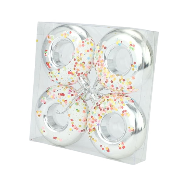 Colgante de Navidad,Adornos colgantes con forma de donut navideño,Adorno colgante navideño decorativo,Accesorios colgantes para colgar regalos fáciles de colgar,Bendición de regalo Plata