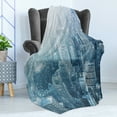 thumbnail image 4 of Winter Soft Flannel Fleece Throw Blanket, Snow in New York City Image Skyline with Urban Skyscrapers in Manhattan USA, Cozy Plush for Indoor and Outdoor Use, 50" x 70", White Pale Green, by Ambesonne, 4 of 5