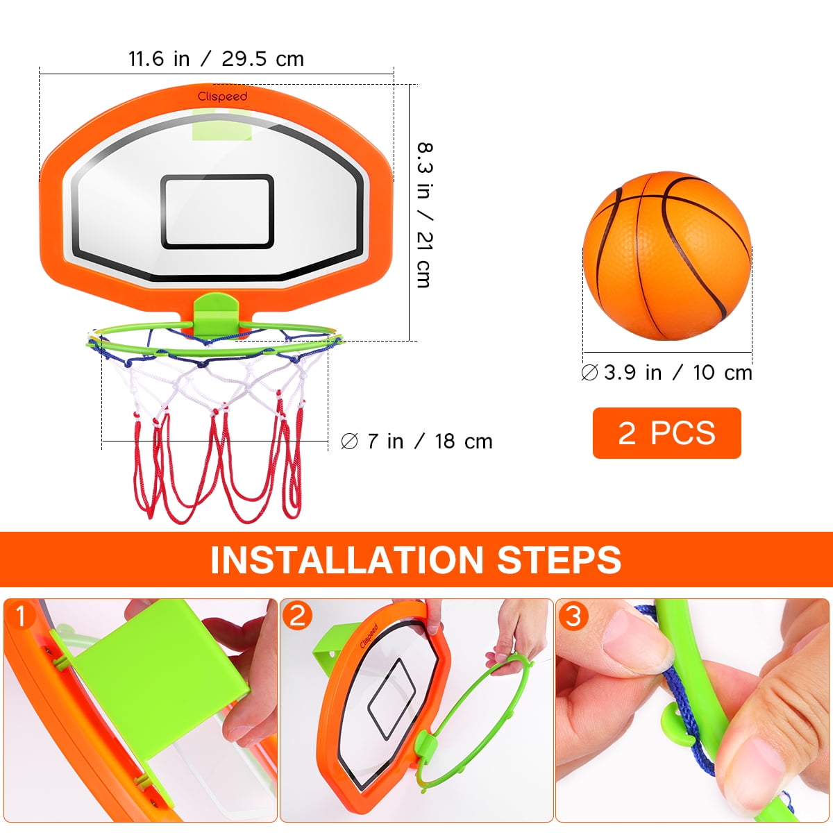 Clispeed Kids Basketball Hoop with Ball Net Set Indoor Hanging Wall Mounted Toy