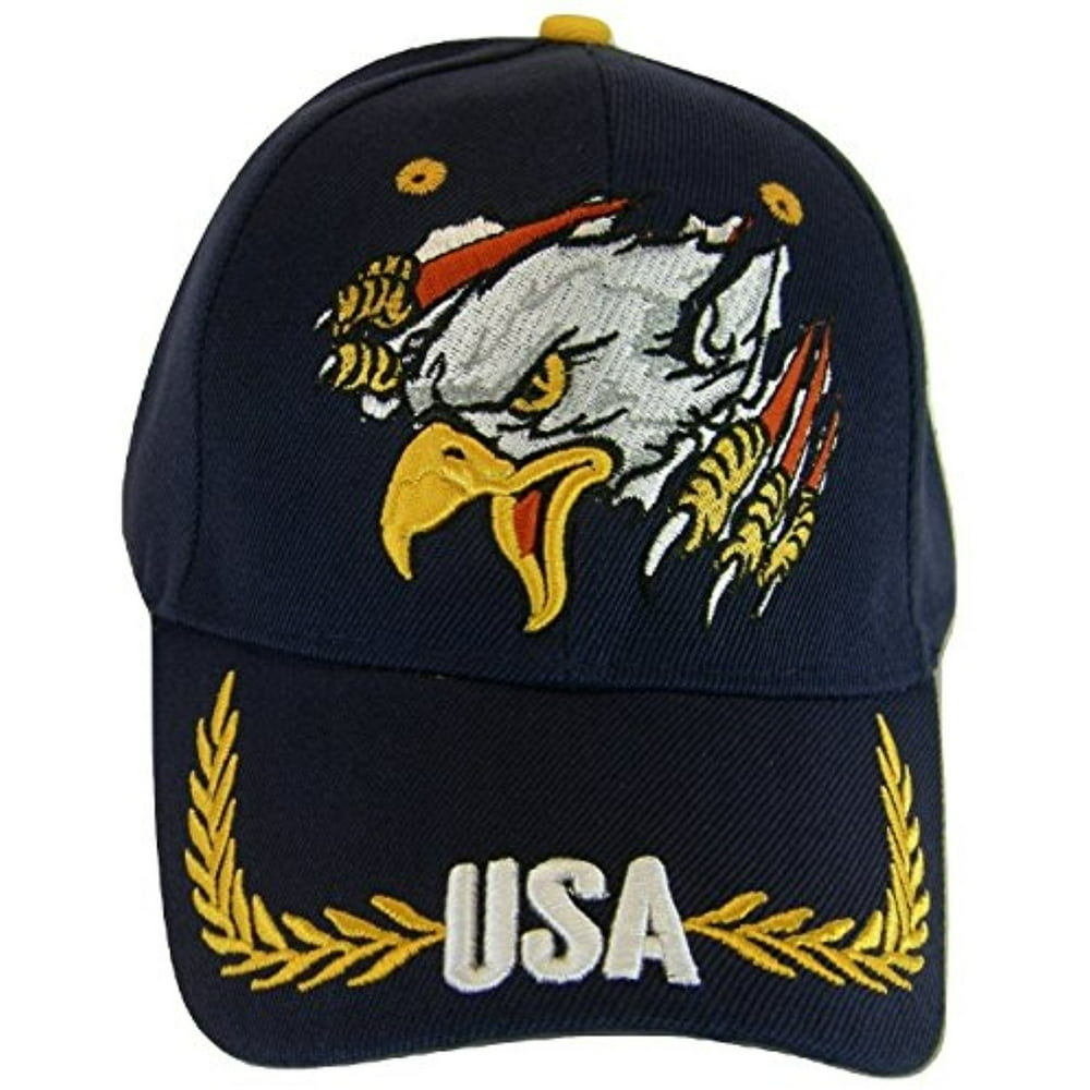 BVE Sports Novelties USA Men's Patriotic Eagle Adjustable Baseball Cap (Screaming Eagle Navy