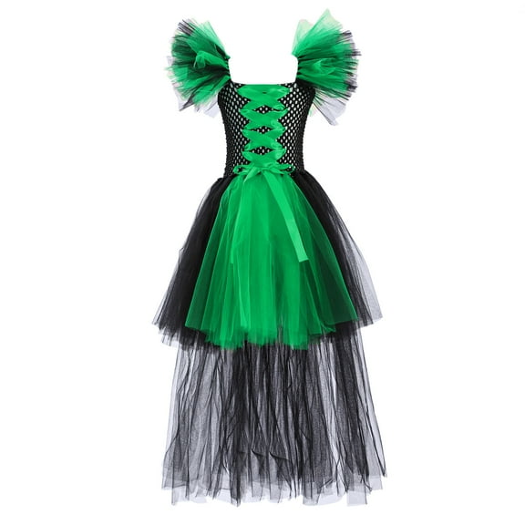 WUXIAN Toddler Kids Baby Girls Witch Rainbow Black Gown Fancy Dress Up Party Tutu Dress Tulle Dresses Sundress Children Soft Dailywear